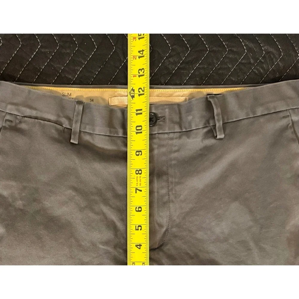 Banana Republic Slim Chino Pants Mens 34x32 Grey Stretch Cotton Twill Trousers